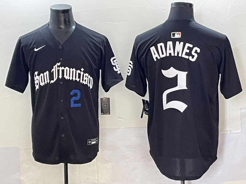 Men 2025 San Francisco Giants #2 Adames Black Five generations Joint Name Nike MLB Jersey->los angeles dodgers->MLB Jersey